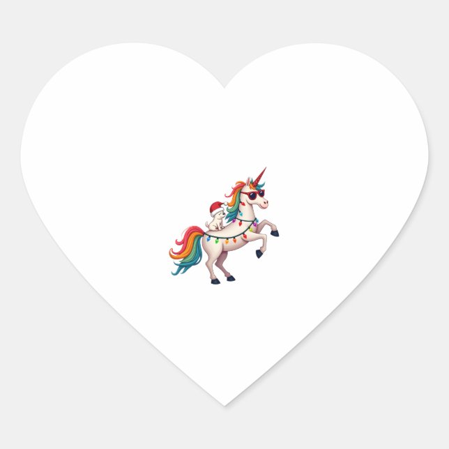 Christmas Poodle Unicorn Sunglasses Poodles Tank T Heart Sticker (Front)