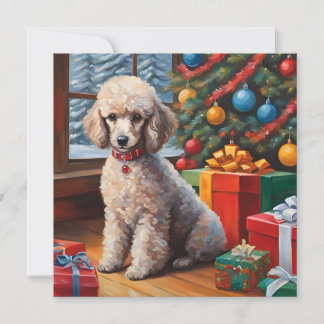 Christmas Poodle with Christmas Tree, Gifts Holiday Card