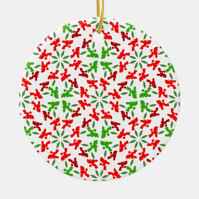 Christmas Poodles Ceramic Ornament (Front)