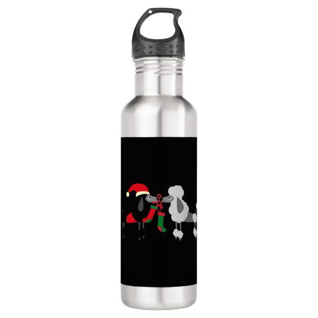 Christmas Poodles Christmas Dogs Christmas Poodle 710 Ml Water Bottle (Front)