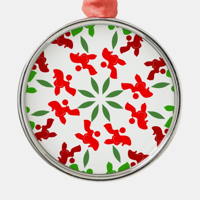 Christmas Poodles Metal Tree Decoration (Front)