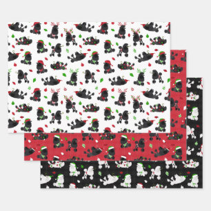 Christmas Poodles Wrapping Paper Sheets