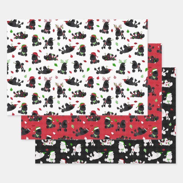 Christmas Poodles Wrapping Paper Sheets (Set)