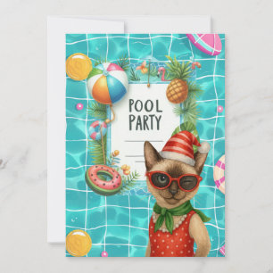 Christmas Pool Party for Cat Lovers Invitation
