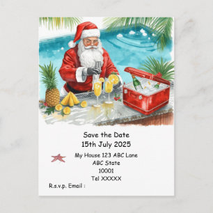 Christmas Pool Party – Santa Claus Save the Date  Postcard