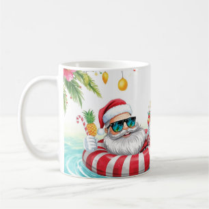 Christmas Pool Party with Santa Claus Coffee Mug