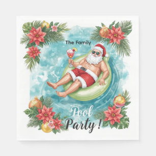 Christmas Pool Party with Santa Claus  Napkin