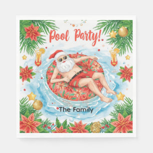 Christmas Pool Party with Santa Claus  Napkin