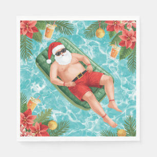 Christmas Pool Party with Santa Claus  Napkin