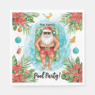 Christmas Pool Party with Santa Claus Napkin