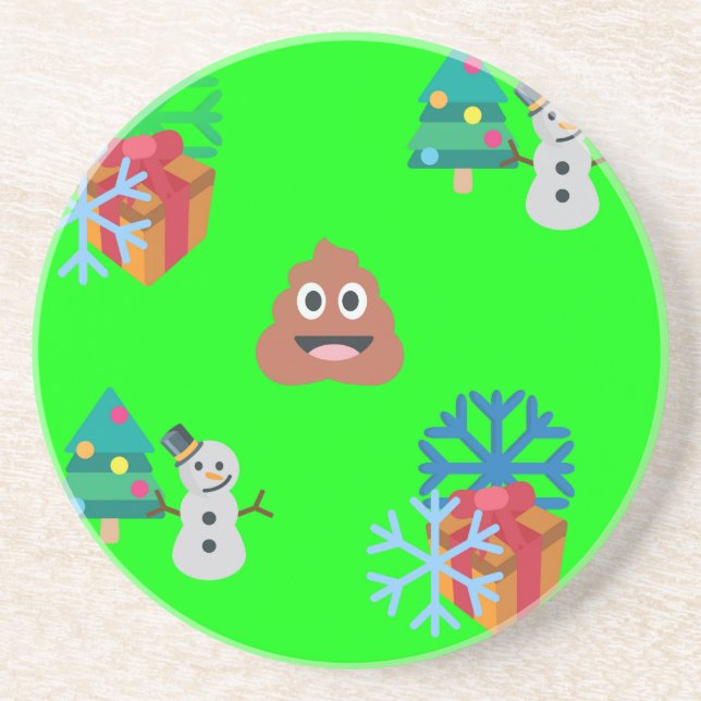 christmas poop emoji coaster (Front)