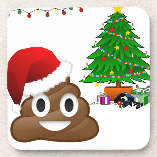 christmas poop emoji coaster (Front)