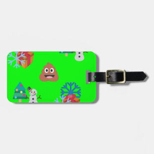 christmas poop emoji luggage tag