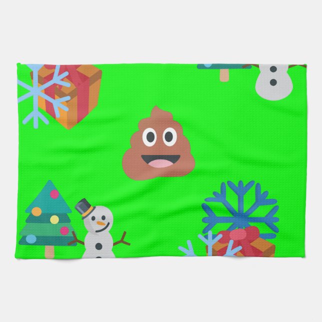 christmas poop emoji tea towel (Horizontal)