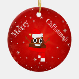 Christmas Poop Hat & Scarf Fun Emoji Gift Ceramic Ornament