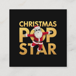 Christmas Pop Star Cute & Colourful Holiday Square Business Card