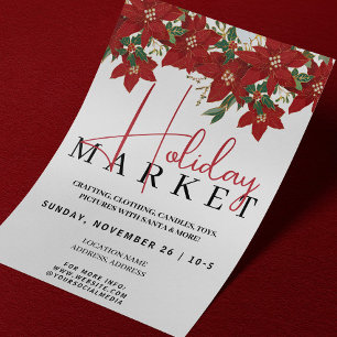 Christmas Pop-Up Event Flyer Red Flowers Invitation