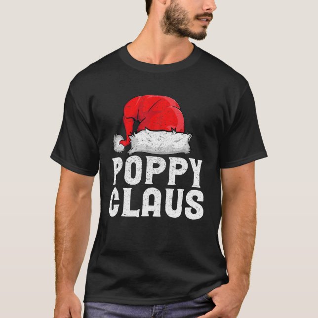 Christmas Poppy Claus Men, Family Matching Pajama T-Shirt (Front)