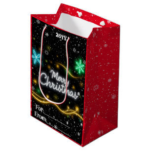 Christmas Popular Neon Holiday Collection Medium Gift Bag