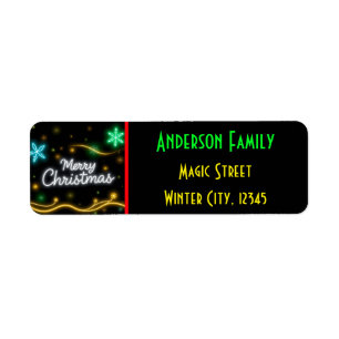 Christmas Popular Neon Holiday Collection Return Address Label