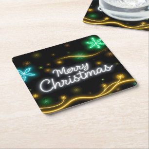 Christmas Popular Neon Holiday Collection Square Paper Coaster