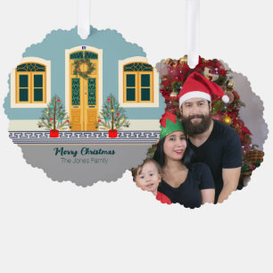 Christmas Portuguese Festive House Tree Decoration Card