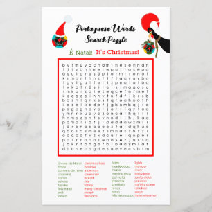 Christmas Portuguese Word Search Puzzle for Kids