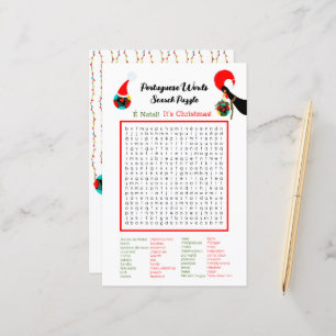 Christmas Portuguese Word Search Puzzle for Kids
