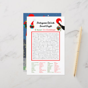 Christmas Portuguese Word Search Puzzle for Kids