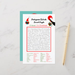 Christmas Portuguese Word Search Puzzle for Kids