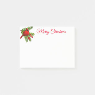 Christmas Post it Notes Notepad-Red Cardinal