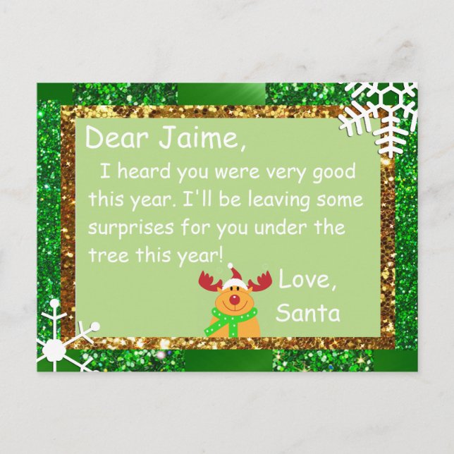Christmas Postcard from Santa to a child (Front)