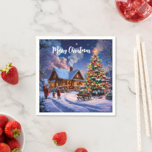 Christmas postcard napkin