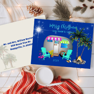 Christmas Postcard Tropical Camping Theme