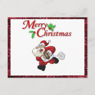 Christmas Postcard with Santa Playing Football