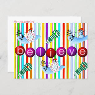 Christmas Postcards Believe Snowman