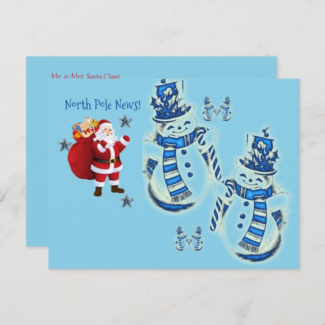 Christmas Postcards North Pole Snowman  (Front/Back)