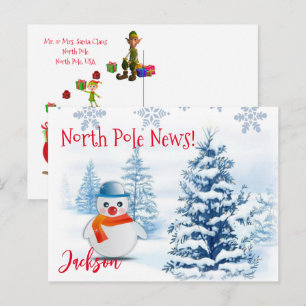 Christmas Postcards North Pole Snowman 
