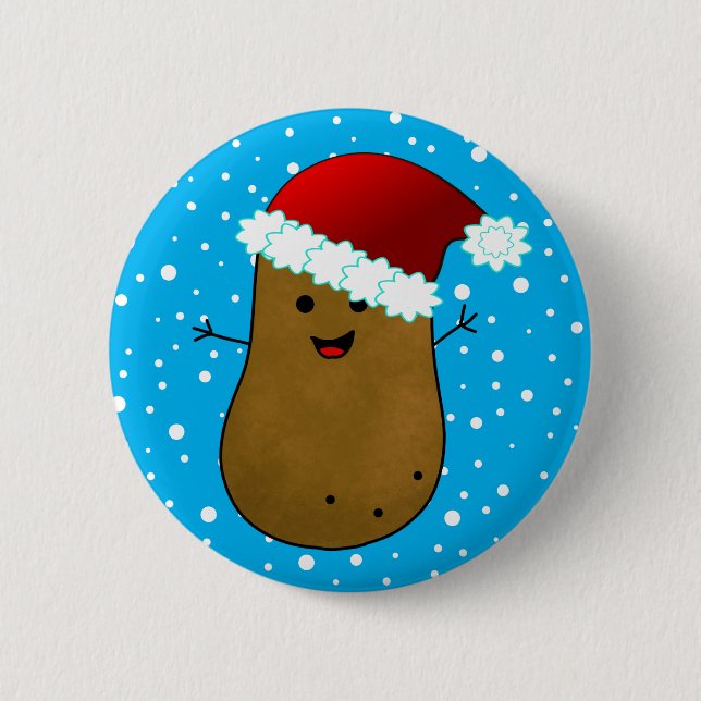 Christmas Potato In A Santa Hat 6 Cm Round Badge (Front)