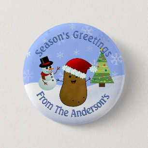 Christmas Potato Season's Greeting Personalised 6 Cm Round Badge