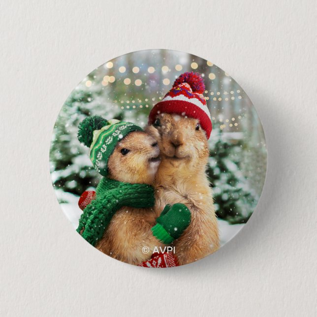 Christmas Prairie Dogs 6 Cm Round Badge (Front)