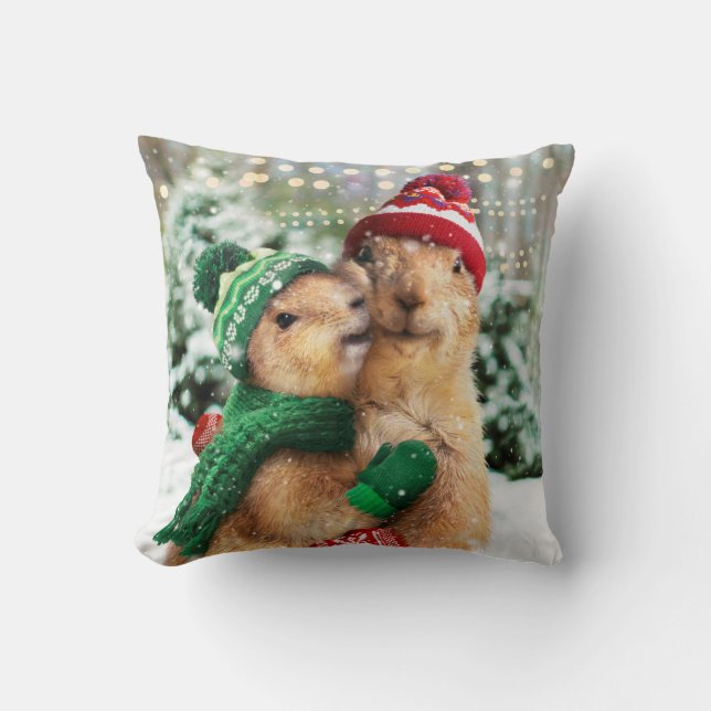 Christmas Prairie Dogs Cushion (Front)