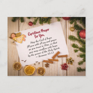 Christmas Prayer For You, May the God of Hope Postcard