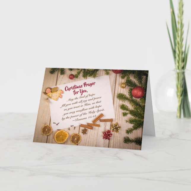 Christmas Prayer, God of Hope Fill You with Joy Holiday Card (Front)