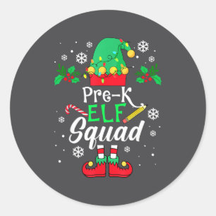 Christmas Pre K Elf Squad Classic Round Sticker