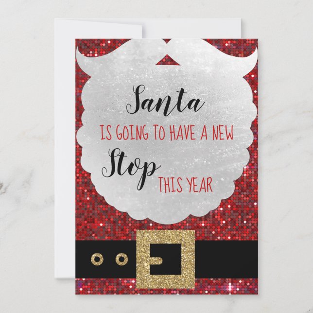Christmas Pregnancy Announcement Card Santa (Front)