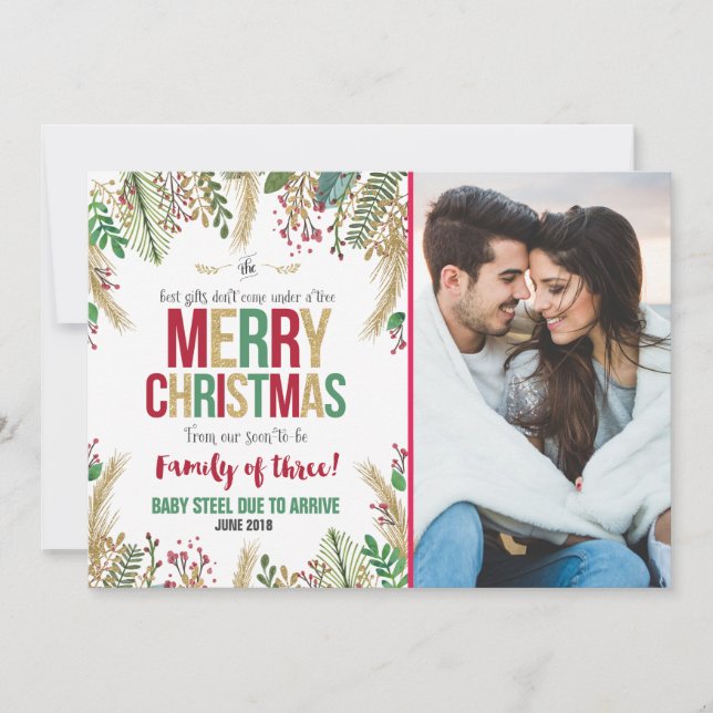 Christmas Pregnancy Announcement Christmas Card (Front)