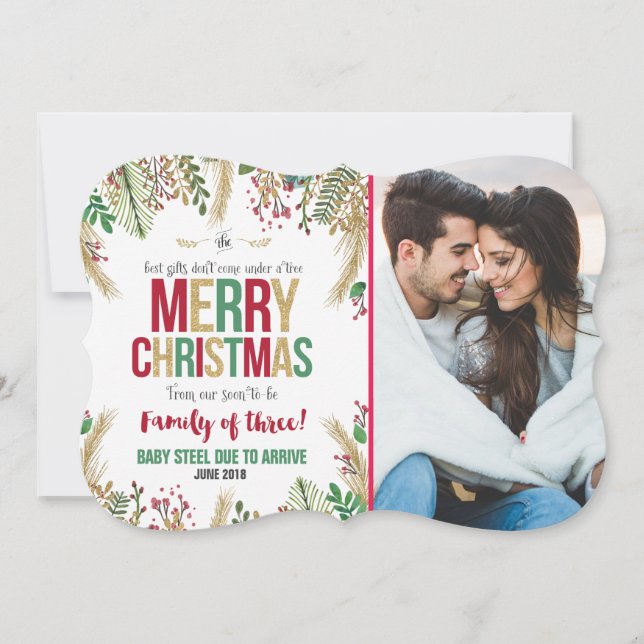 Christmas Pregnancy Announcement Christmas Card (Front)