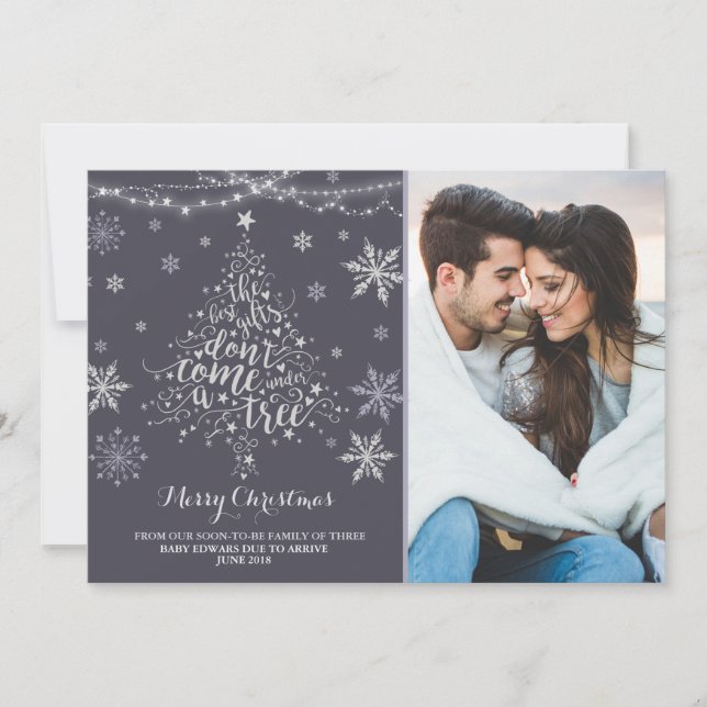 Christmas Pregnancy Announcement Christmas Photo (Front)