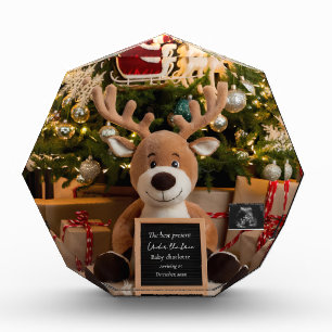 Christmas Pregnancy Announcement cute reindeer Photo Block
